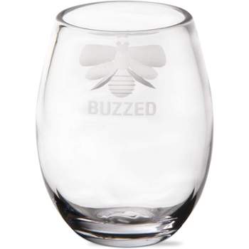tagltd 16 oz. Buzzed Bee Etched Glass Clear Stemless Drinkware