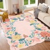 Modern Floral Rug Washable Rug with Non Slip Backing Low Pile Indoor Carpet Foldable Soft Floor Cover for Living Roo Bedroom Office - 3 of 4