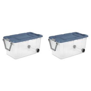 Racxily Pack of 2 Extra Large Storage Bin, 40 Gallon Wheeled Plastic Storage Container with Handle - 1 of 4