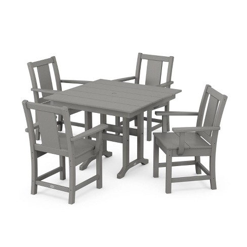 Polywood 5pc Prairie Farmhouse Outdoor Patio Dining Set Slate Gray ...