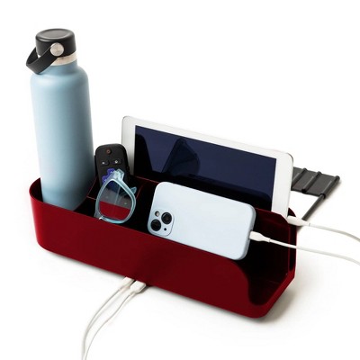 Squirrel Bedside Caddy Red: Decorative Storage Bin, 100% Recycled Plastic, No Assembly Needed, 256 Volume Capacity