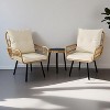 3 Pieces Outdoor All-Weather Rattan Dining Chairs, Patio Conversation Furniture Set with Glass Top Table and Cushions, for Backyard, Balcony, Garden - 2 of 4