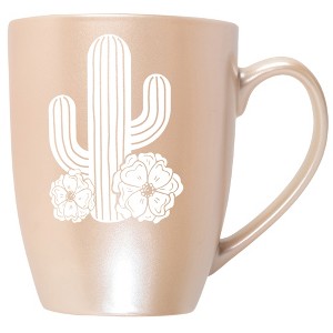 Elanze Designs Cactus Flower Precious Pearl 10 ounce New Bone China Coffee Cup Mug - 1 of 4
