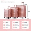 3 Pieces Luggage Set PC+ABS Hardside Expandable Travel Lightweight Luggage Set Double Spinner Wheel Suitcase Set TSA Lock  Expandable-Rose Gold - 4 of 4