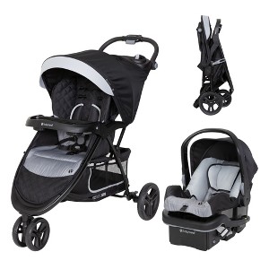 Baby Trend EZ Ride PLUS Travel System with EZ-Lift PLUS Infant Car Seat -  Carbon Black: 5-Point Harness, One-Hand Fold, Steel Frame, EVA Tires
