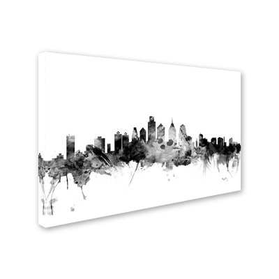 Trademark Fine Art -Michael Tompsett 'Philadelphia PA Skyline B&W' Canvas Art