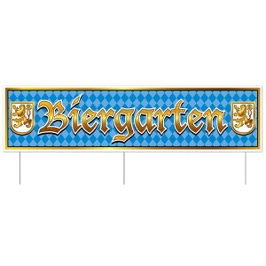 Beistle Plastic Jumbo Biergarten Yard Sign, 11.75" x 3' 11", (1/Pkg) Multicolored - 1 of 4