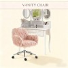 33.5" Faux Fur Swivel Office Chair with Adjustable Height and Armrests, Upholstered Task Chair for Home Office or Vanity -3irtyhousy - 2 of 4