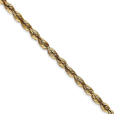 Black Bow Jewelry 4mm 14k Yellow Gold Diamond Cut Light Rope Chain Necklace