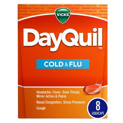 Vicks DayQuil Cold & Flu Liquicaps, 8 Count