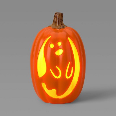 16" Lit Pumpkin Ghost with Timer Full Blow Mold Halloween Decorative Prop - Hyde and EEK! Boutique™