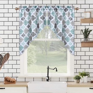 Geometric Quatrefoil Swag Valance Curtains for Windows Cotton Blend Fabric, 56" W x 36" L - 1 of 4