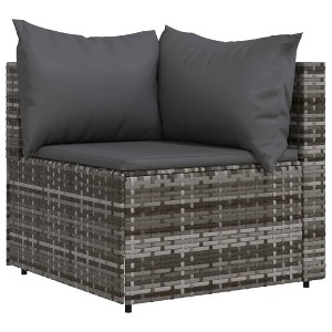 vidaXL Patio Corner Sofa with Cushions - Weather-Resistant Gray Poly Rattan with Sturdy Steel Frame – Flexible Modular - 1 of 4