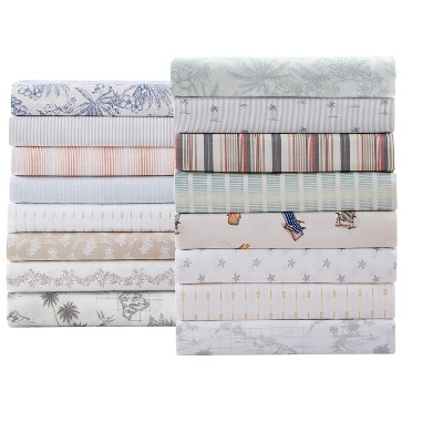 Vintage Map Print White Cotton Queen Sheet Set