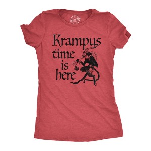 Womens Krampus Time Is Here T Shirt Funny Xmas Evil Devil Santa Joke Tee For Ladies - Crazy Dog Women's T Shirt - 1 of 4