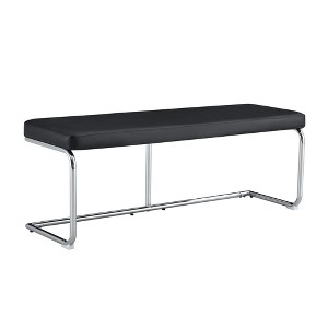 Zeus & Ruta Leather Bench  with Silver Metal Legs - 1 of 4