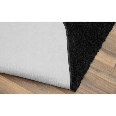 Serendipity Black Nylon Shaggy Bath Rug Set with Latex Backing