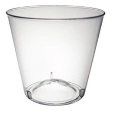2 oz Round Clear Plastic Cannello Shot Glass - 1 1/2 x 1 1/2 x