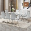 9-Piece Dining Set with Marble Pattern Table and 8 PU Armless Chairs - 2 of 4