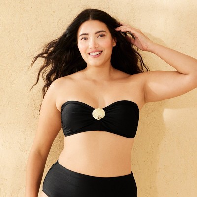 Shade & Shore Women's Metallic Shell Hardware Bandeau Bikini Top - Shade & Shore™ Black L: Recycled Polyester, Spandex, Adjustable Strap — фото 4