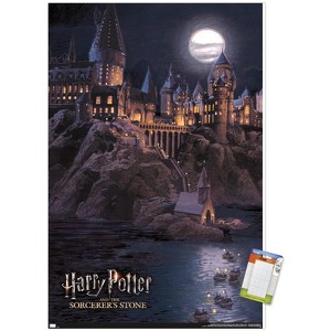 Trends International Harry Potter and the Sorcerer's Stone - Hogwarts at Night Unframed Wall Poster Prints - 1 of 4