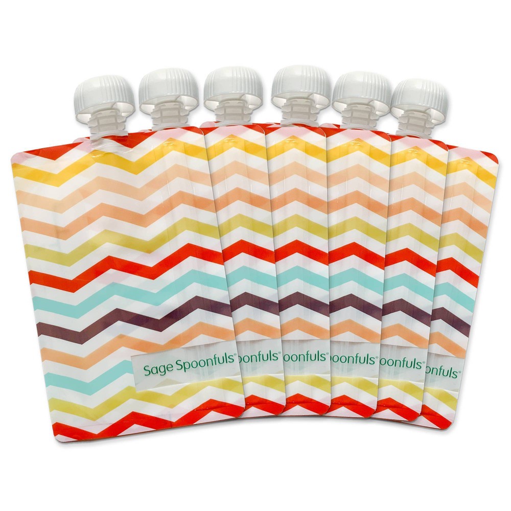 Photos - Baby Bottle / Sippy Cup Sage Spoonfuls Reusable Baby Food Pouches - Chevron - 6pk