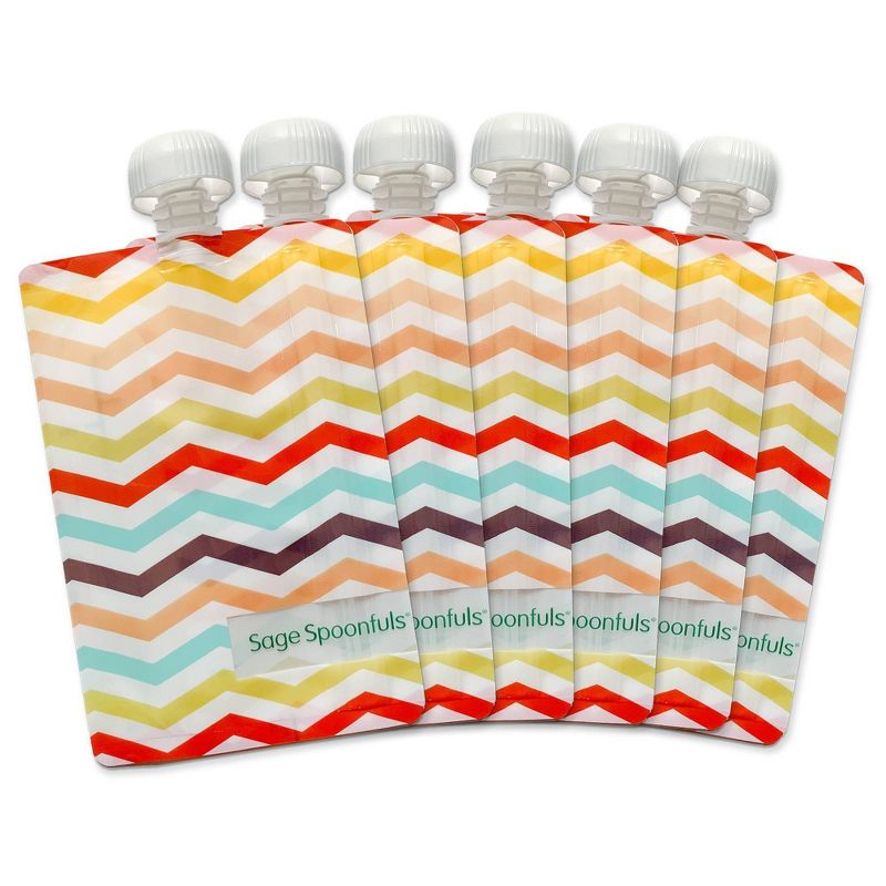 Sage Spoonfuls Reusable Baby Food Pouches - Chevron - 6pk, 1 of 9