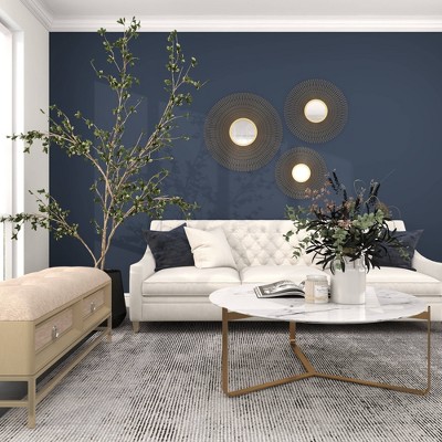 Gold Sunburst Round Wall Decor with Mirror Accent Set