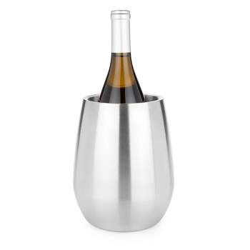 Viski Wine Chiller, Double Walled Insulated Wine Bottle Holder, Stainless Steel Wine Accessory, Silver