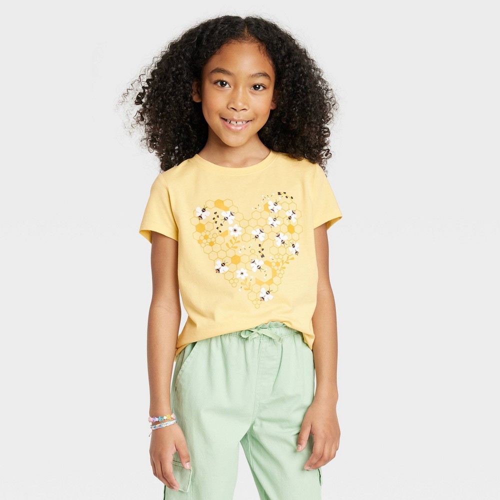 Girls' Bee Heart Short Sleeve Graphic T-Shirt - Cat & Jack™ Yellow XL