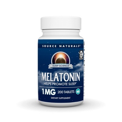 Melatonin Tablets 1mg - Tablet by Source Naturals, Inc.  -  200 Tablet