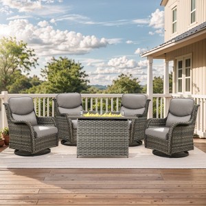 Gymojoy  Outdoor 5 Inch Swivel Chairs Glider Chairs with Fire Pit Table - 1 of 4