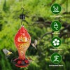 LakeForest "Handcrafted 33oz Glass Hummingbird Feeder with 5 Feeding Ports, Ant Moat, Hanging Hook & Brush" Red - 2 of 4