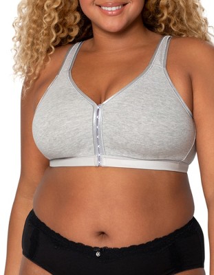 Curvy Couture Women's Cotton Luxe Front And Back Close Wireless Bra Grey  Heather 36h : Target