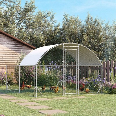 Large Metal Walk-In Chicken Coop with Roof Cover