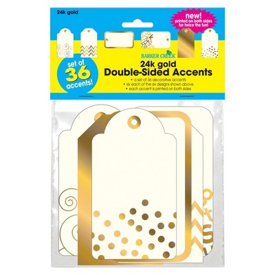 Barker Creek Bulletin Board Double-Sided Accents - Gold Accent Tags