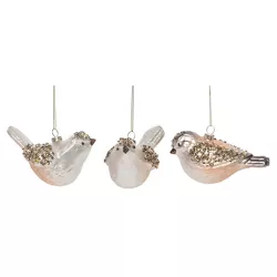 Transpac Glass 5 in. Multicolored Christmas Bird Ornament Set of 3
