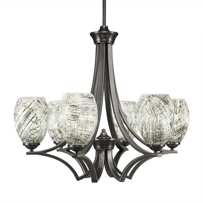 Toltec Lighting Zilo 6 - Light Chandelier in  Graphite with 5" Natural Fusion Shade