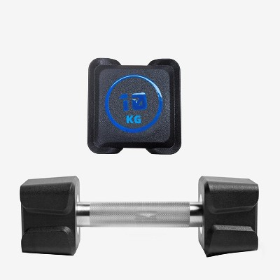 PU Coated Square Dumbbells 10KG(22LB) Set of 2 - Non-Slip Hexagon Weights for Home Gym, Strength Training & Fitness With No-Roll Design