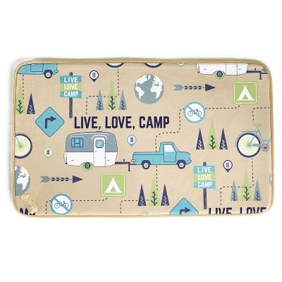 Lakeside Live Love Camp Bathroom Shower Rug with Memory Foam Material