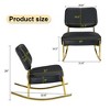 25"W Metal Legs Rocking Chair Upholstered in Teddy/PU Fabric, Comfortable Side Chairs 4S - ModernLuxe - 3 of 4
