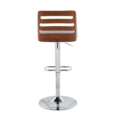 Trevi Walnut and Grey Adjustable Swivel Barstool - Set of 2
