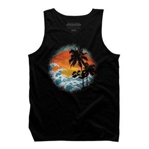 Men's Design By Humans Tropical Waves By clingcling Tank Top - 1 of 4