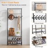 GustoWave Coat Rack with Shoe Storage & 5 Hooks, 3-in-1 Freestanding Coat Stand, Hall Tree with Storage, Metal Frame Clothes Rack, Gray - 3 of 4
