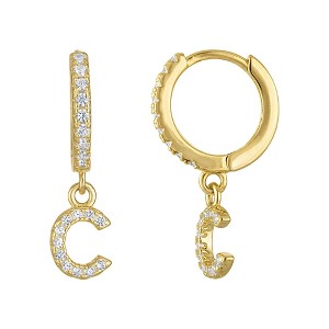 Junior Jewels 14K Gold Over Sterling Silver Cubic Zirconia Initials Drop Earrings - 1 of 2