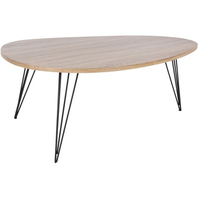 Wynton Oak and Black Hairpin Leg Coffee Table