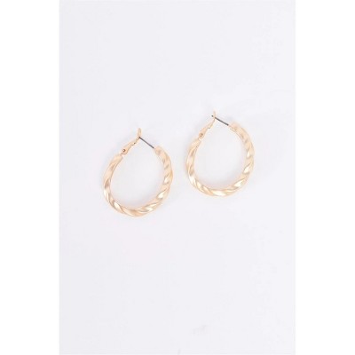 Slickblue Gold Twisted Hoop Earrings, Matte Finish, 1.4" Round Shape, Stylish Fashion Accessory