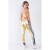 Slickblue Women's Track Set, Metallic Gold Strapless Bandeau Top & High-Waist Pants, Sporty Style, Size S-L - 4 of 4