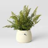 Artificial Small Fern in Cement Pot Green - Threshold™ designed with Studio McGee