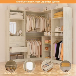 Besiost Wood Closet System, Freestanding Closet Organizer with Drawers and Mirror - 1 of 4